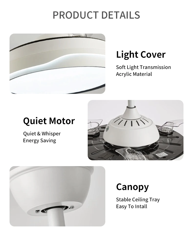 High Quality Ceiling with Light Fan Ceiling for Bedroom Ventilation Box Duster 52 Ac Dc Lights Exhaust Light Fan Ceiling