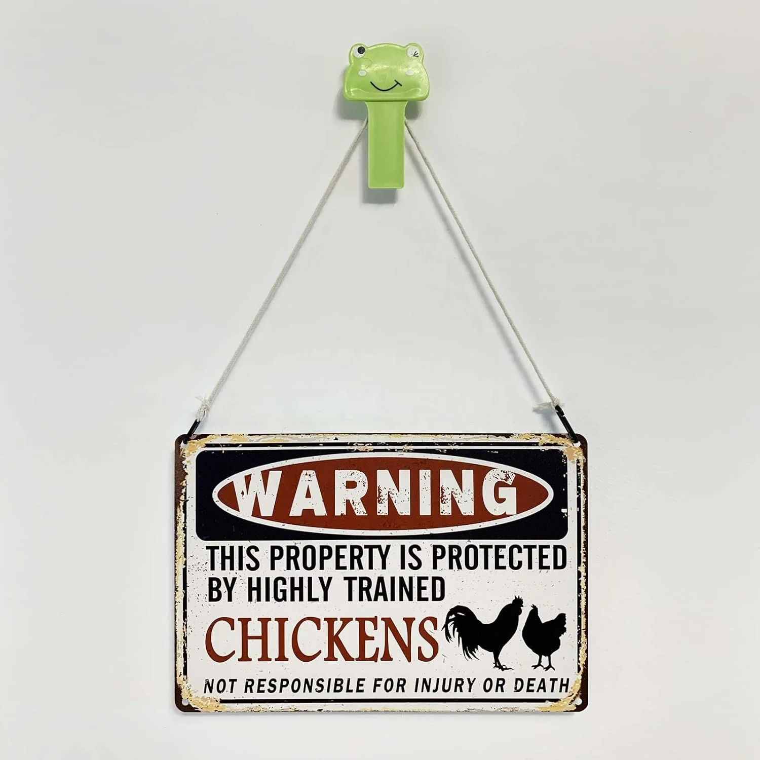 Fun 12\"x8\" Tin Signs Funny Chicken Coop Warning Sign UV Printed Outdoor Chicken House Decor Metal Gift for Chicken Lovers