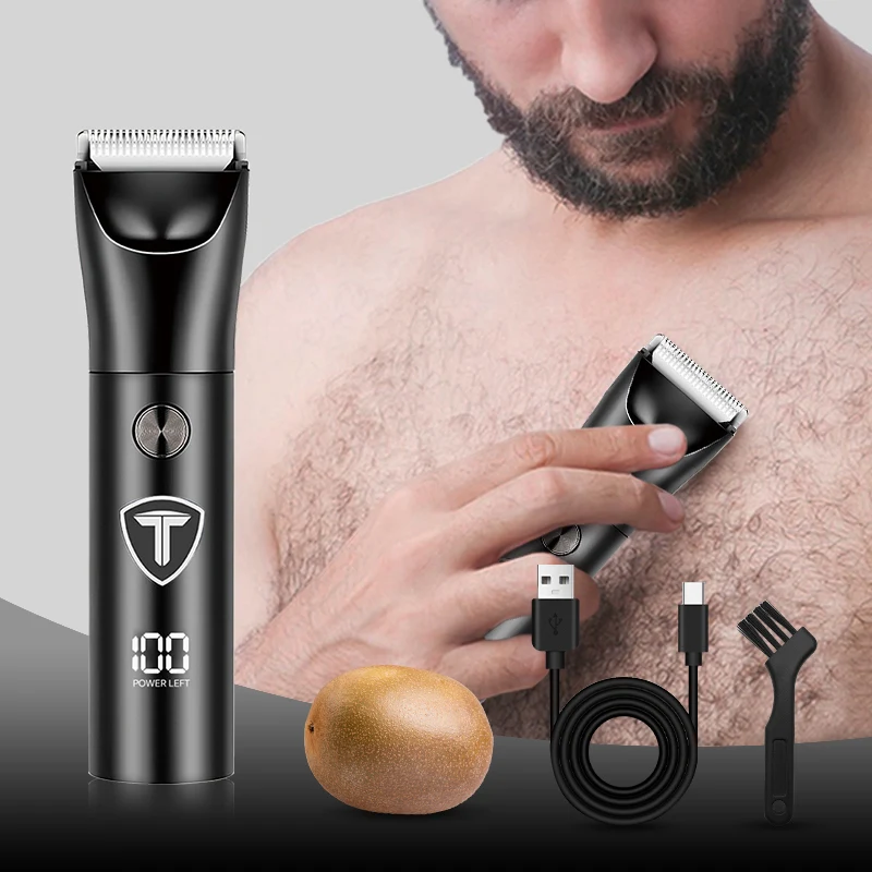 전문가용 충전식 바디 헤어 트리머, 조절 가능한 세라믹 블레이드가 장착된 멀티기능 전기 이발기