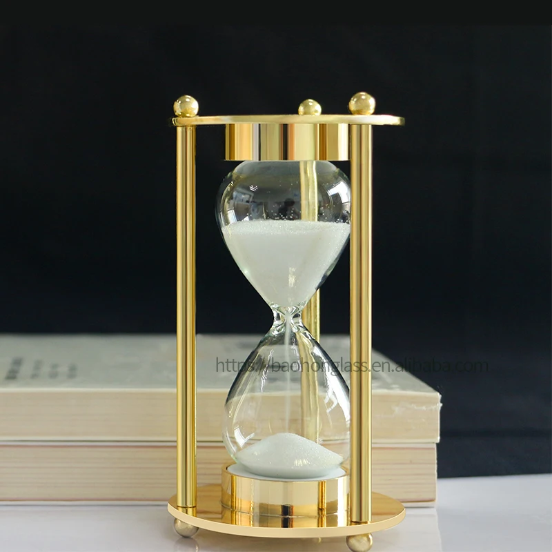 Горячая Распродажа золотистые металлические песочные часы с индивидуальным логотипом 10 минут для украшения