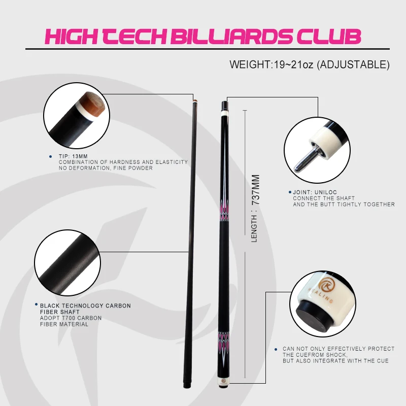 OK HEALING T700 Carbon Fiber Pool Cue - Durable & Lightweight