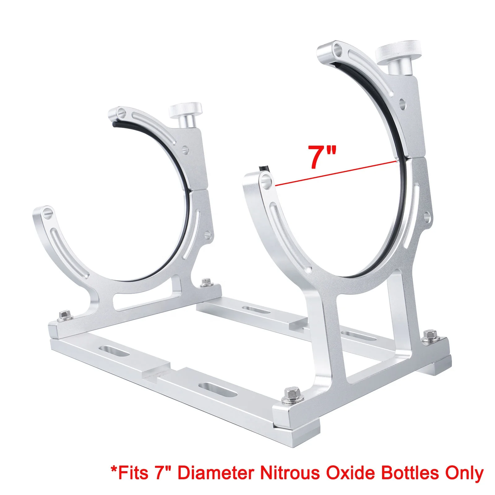 BEVINSEE 7" Diameter Nitrous Oxide Systems NOS Mounting Holder Aluminum Single Bottle Holder Bracket for 10 Pound Nitroud Bottle