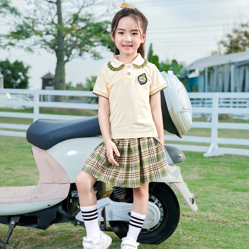 Cotton Yellow And Red Kids Schol Uniform, Size: 20-40