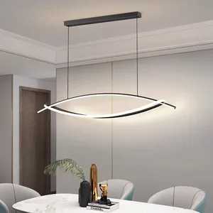 Practical Bright Office Study LED Pendant Light Elegant Lines Bedroom Living Room Pendant Lamp Dining Room Chandeliers