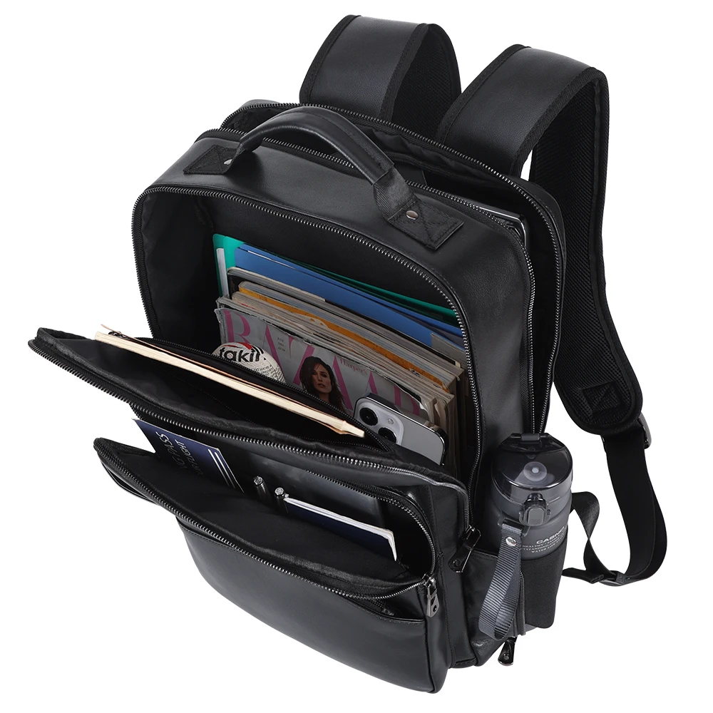 backpack computer made in canada leather Black Pure Cowhide Laptop Computer Back Pack Bag Men Cow Skin School  Backpack Bag Full Grain Genuine Cow Real Leather Backpack