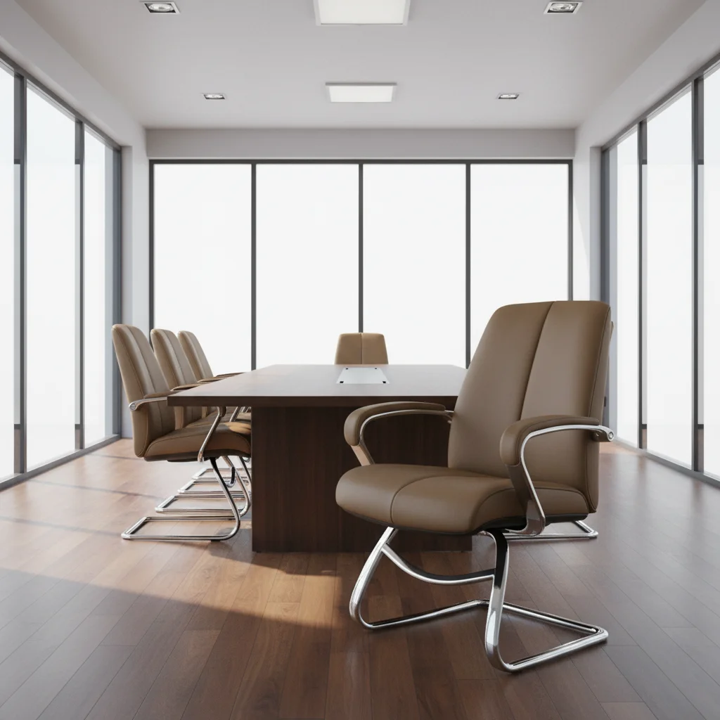 Modern Curved Frame Managers Chair Chrome Finish Decor Corporate Lobby Furnishing 6
