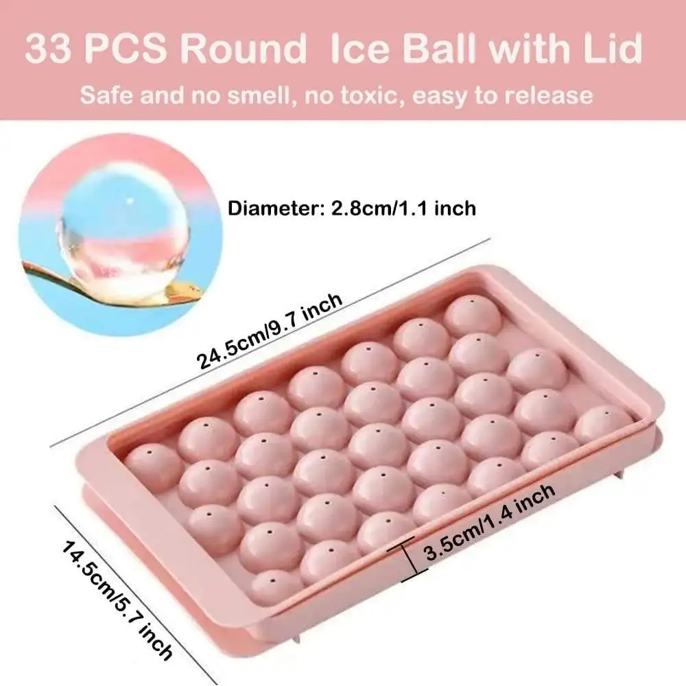 Factory Top Seller Bpa Free Plastic Mini Round Ice Ball Maker Mold Ice Cube Tray With Lid And Bin Ice Scoop supplier