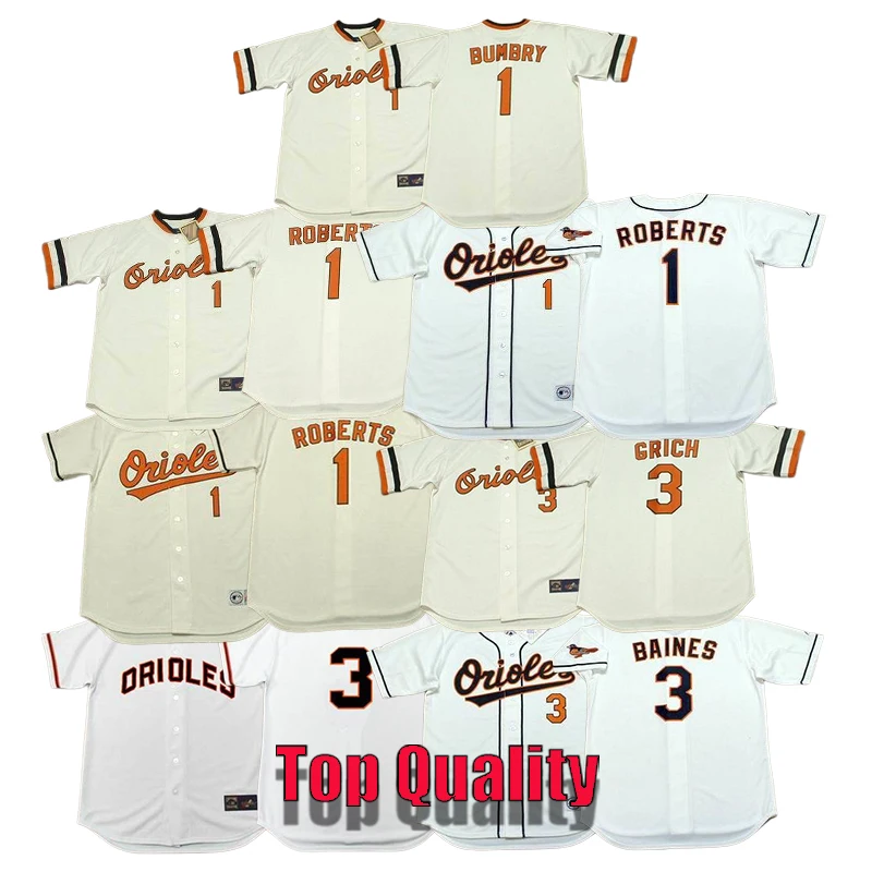 Wholesale Men Baltimore 1 AL BUMBRY 1 BRIAN ROBERTS 3 BOBBY GRICH 3 CURT  Orioles 3 HAROLD BAINES Throwback baseball jersey Stitched S-5XL From  m.