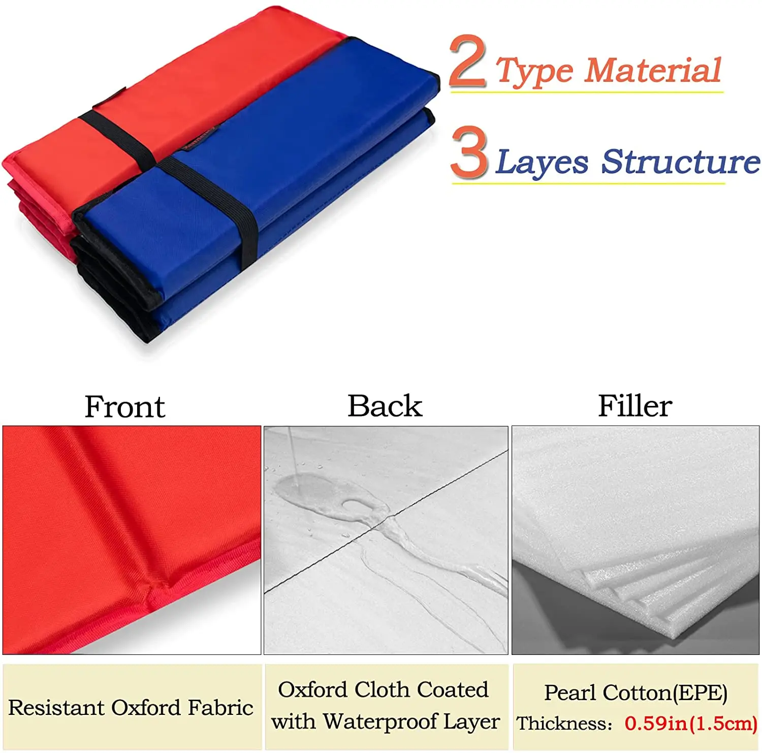 Foldable Waterproof Ultralight 3 Layers Camping Seat Cushion Sitting