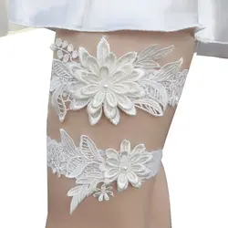 2023 Wedding Garter Bridal Lace Leg Ring - Navy White Embroidery