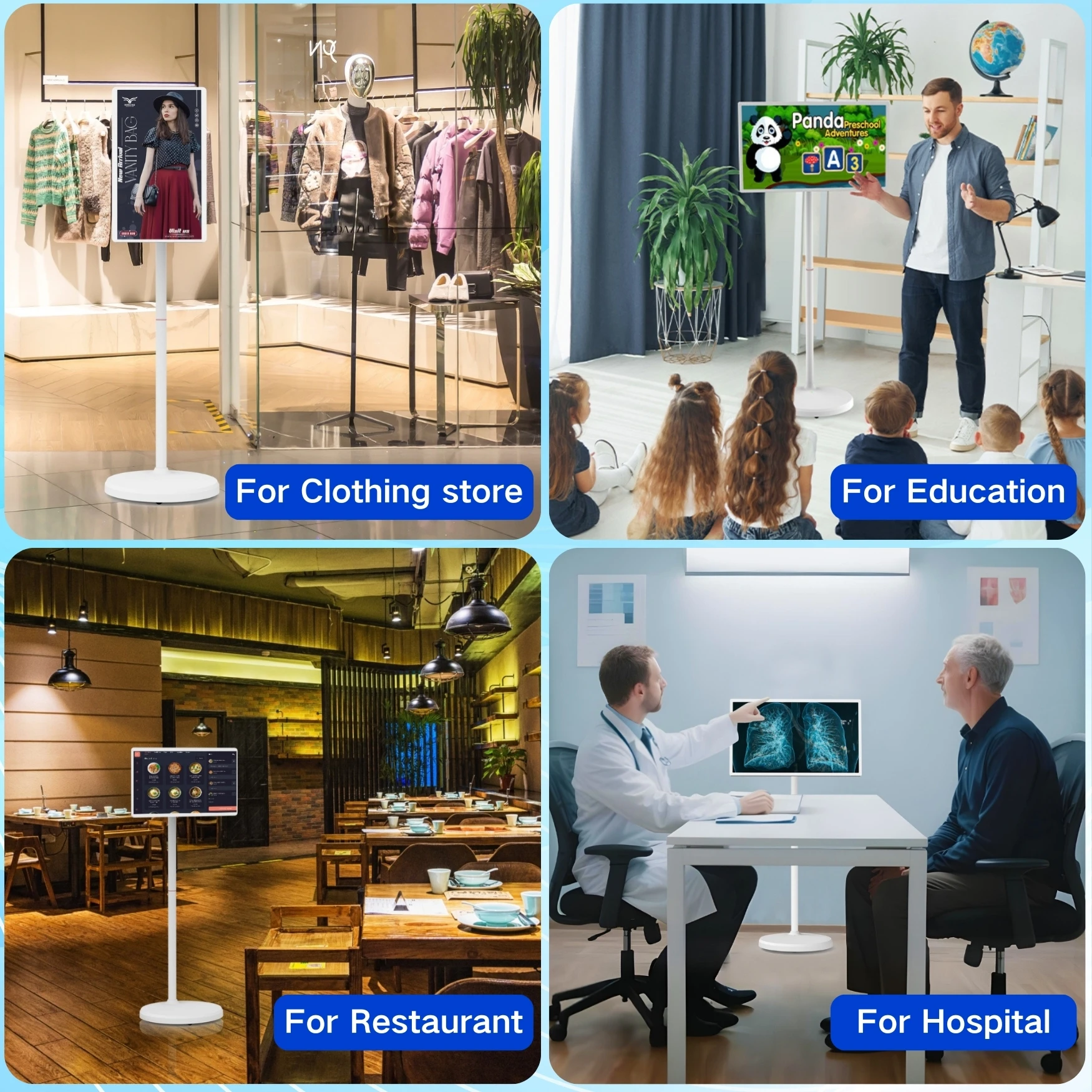 24-Inch RK3588S2 Android 13 Portable Monitor 8+128GB FHD Stand Optional for Business & Hospital Use Digital Signage Displays