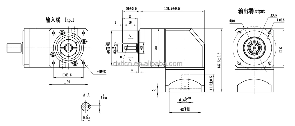 Low Backlash High Precision Low Noise Planetary Right Angle Gearbox with 57mm Standard Input Shaft manufacture