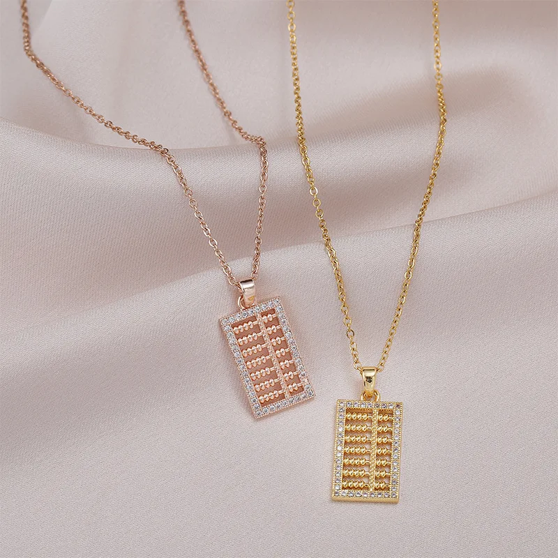 Nabest Stainless Steel PVD Gold Plated Abacus Pendant Necklace