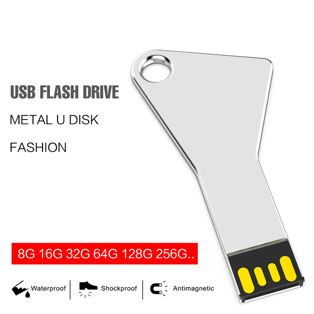 Wholesale Gift Items Irregular Shape Metal Key Ring USB Flash Drive USB Flash Key 64GB - ANKUX.COM