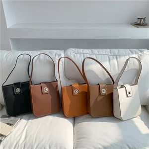 Wholesale Simple Designer PU Leather Shoulder Bag Women Fashion Plain Handbags Rectangle Small Hand Bags