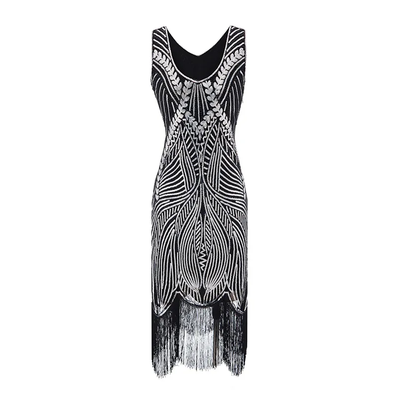 1920s the Gatsby Retro Style Handmade Beaded Sequins Fringed Dress 20S Cosplay for Women Evening Party Dresses Vestidos 4XL