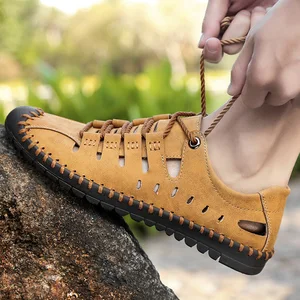 Supply Various Customized Leather Outdoor Hiking Sandals Male Summer Beach Sandal Shoes