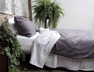 GOTS Certified Soft  100% Organic Linen Home Textiles Bedding Set Flat Fitted Sheet With 2 Pillow