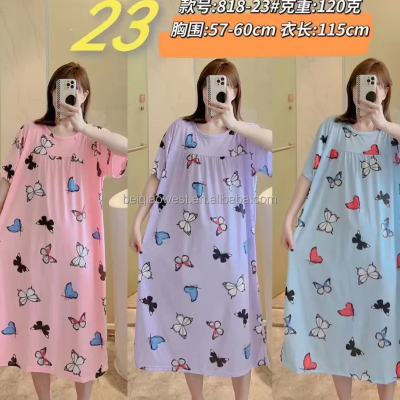 Wholesale Women's Oversize Sleepwear Dress Plus Size Floral Nightgown