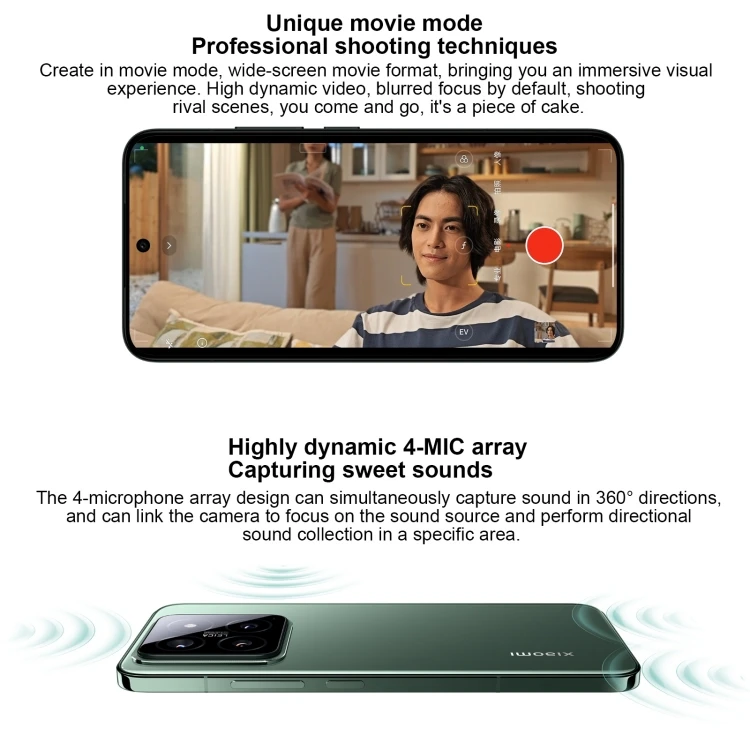 スマートフォン本体 Xiaomi 14 HyperOS EU rom Xiaomi 14 Smartphone - 12GB RAM+512GB ROM - Green (UK
