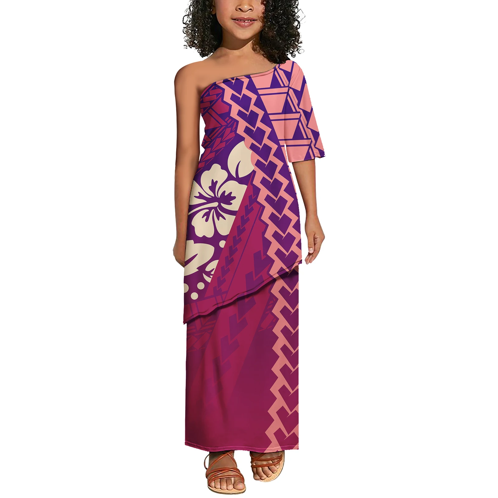 Shop Our Kid Short Sleeve 2pcs Set Dress with Polynesian Pattern