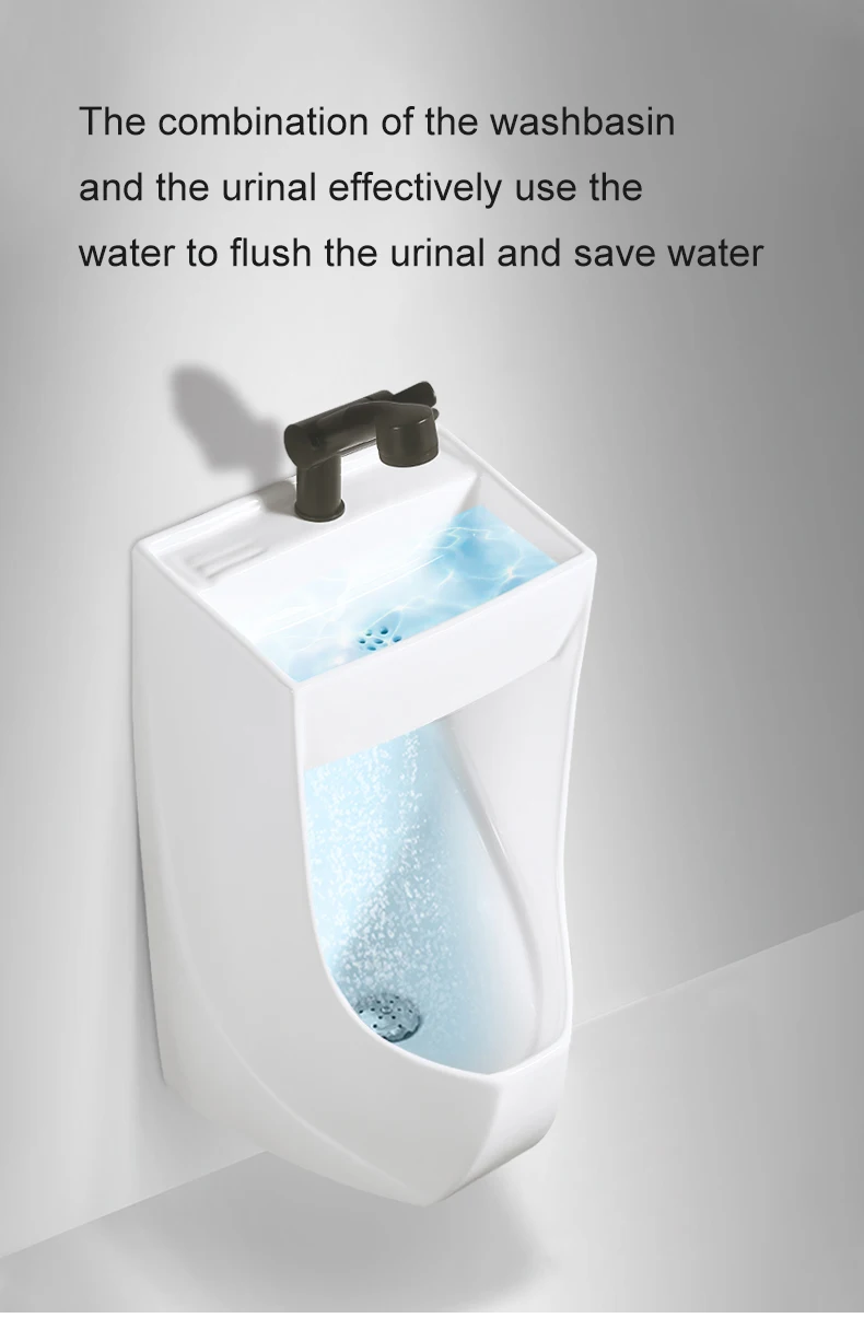 Wall Hung Ceramic Male Urine Basin Pissing Toilet Hand Sink Combination