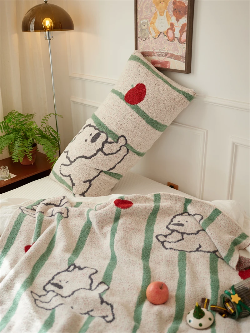 product krk jacquard knit throw blanket  super soft cartoon dog warm cozy reversible fluffy fuzzy plush blanket for home couch bed-59