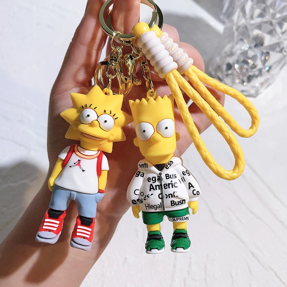 ZY2465C 2024 New Style Classic Anime Cartoon Simpson 3D Keychains Teen Gift Backpack Ornament Doll Pendant Keychain