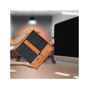 Promotional Custom logo Business Gift Set Meeting Notebook PU Leather Felt Softcover Journal Office Planner Dairy with Pen