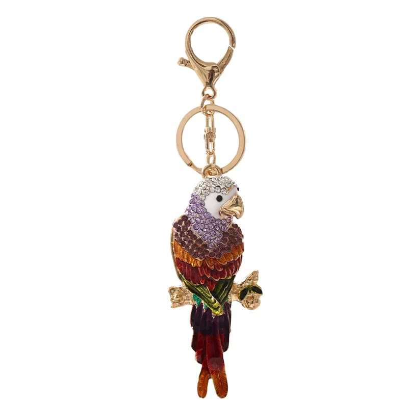 Cute Rhinestone Crystal Owl Bird Parrot Keychain Animal Key Chain