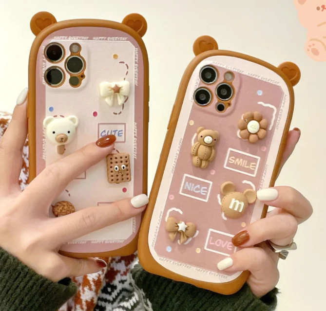 Hot Sell Korea Style Cute Bear Cake Phone case Cover for iPhone 11 12 13 Pro Max Hot Sell Korea Style Cute Bear Cake Phone case Cover for iPhone 11 12 13 Pro Max