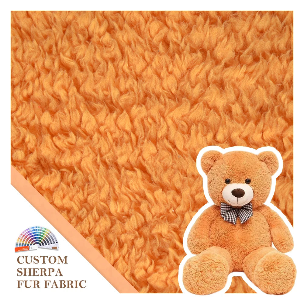 Multi-Colors Orange 100% Polyester Fabric Velvet Fleece Sherpa Fabric for Toys