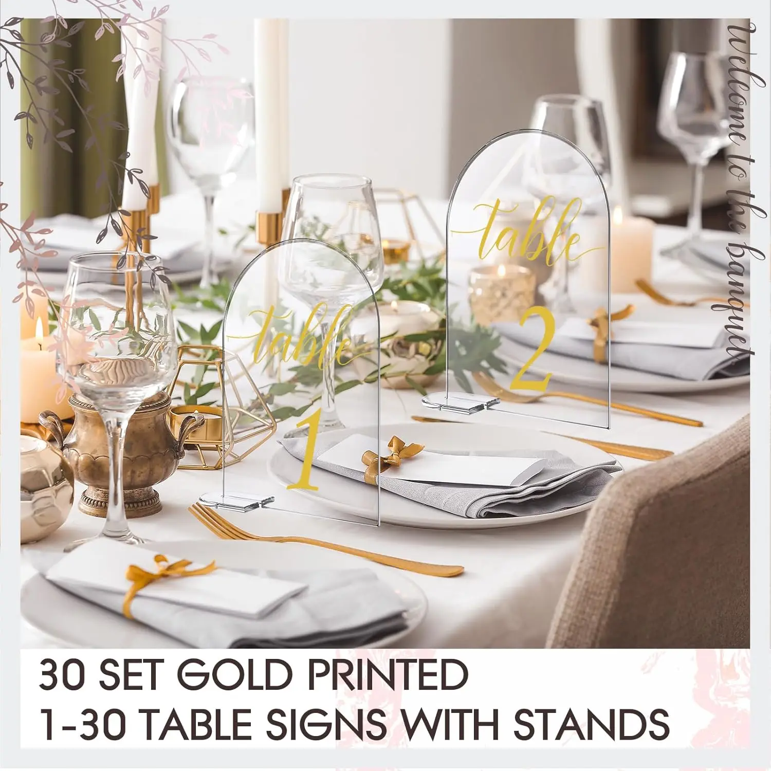 16set 1-30 6" Table Numbers Clear Acrylic Table Number Holder With Display Stand Table Number Signs for Wedding Party Reception