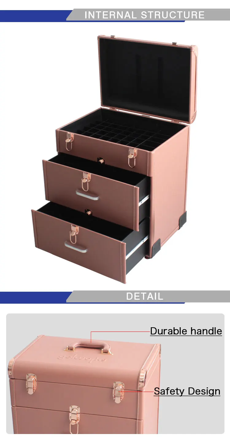 Beauty Salon Makeup Vanity Travel Train Case Trolley Cosmetic Storage