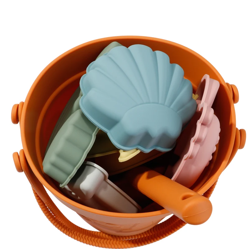10 Pcs 1 Set Summer Sand Bucket Beach Baby Toys Eco Friendly Soft Silicone Game Play for Kids BPA Free Silicone Beach Toy Set