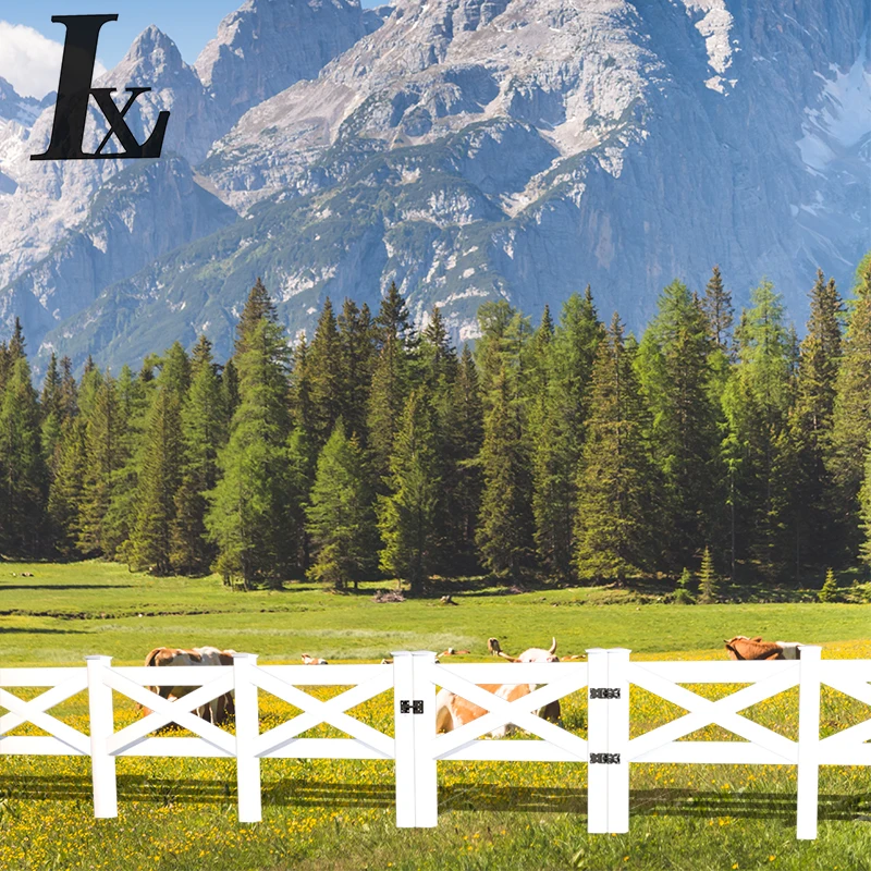 PVC Green Cross Style Post and Rail Fence Gate  Double Door 8.2ft.H*4.1ft.W