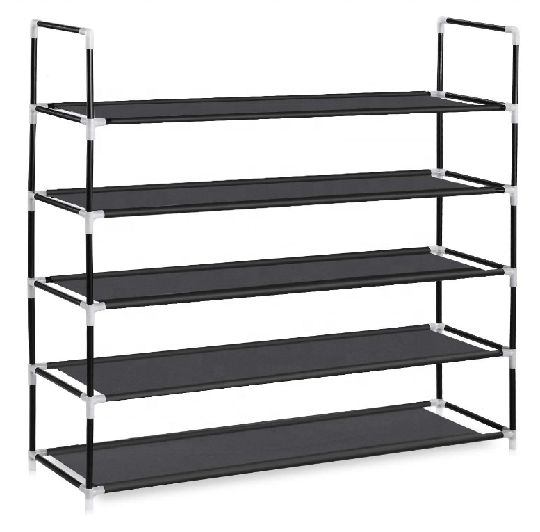 Shoe Rack 5 Tier Durable and Stable Shoe Organizer 25 Pairs Space Saving Non-Woven Fabric Shoe Shelf