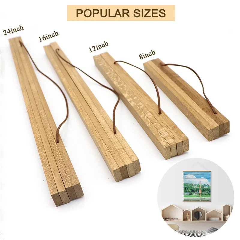 Wooden Poster Scroll Prints Artwork Hanger Canvas Frame Hanging Wall Poster Hanger