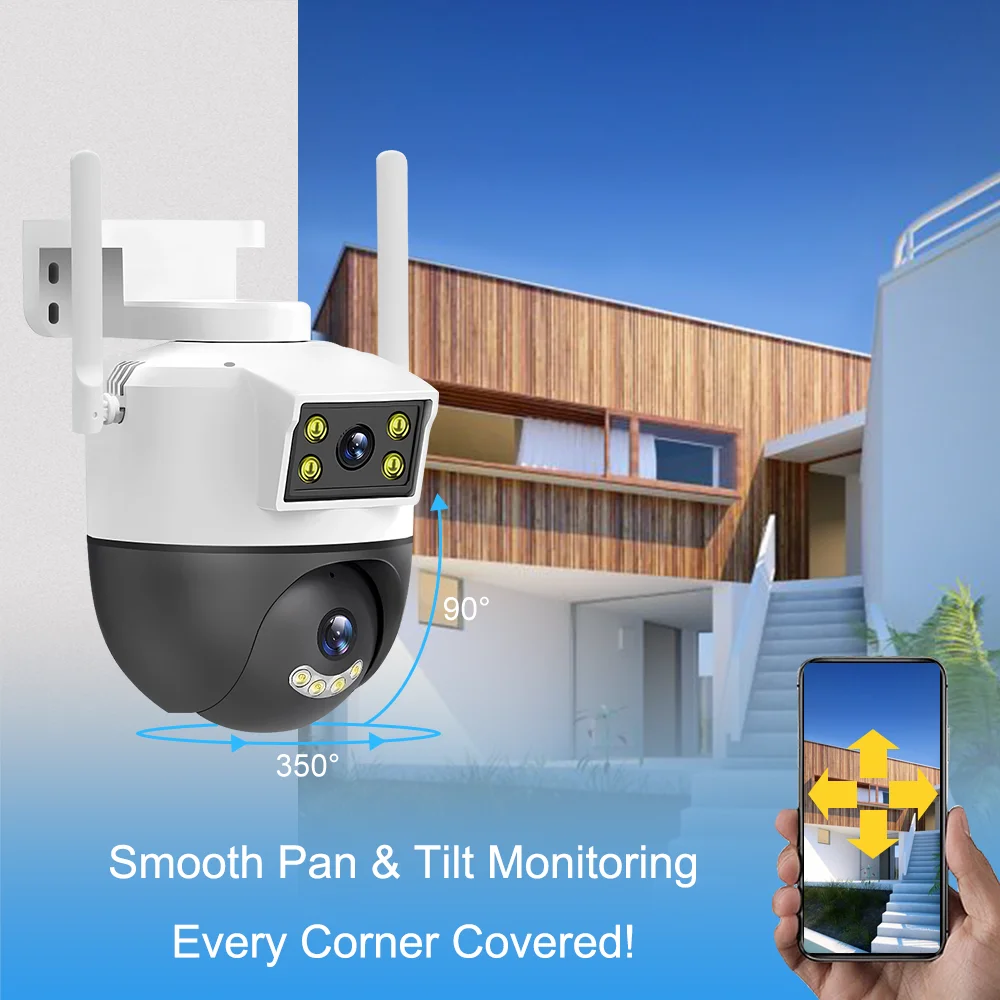 V380 Pro 1080P Dual Screen Dual Lens Zoom WiFi Camera Surveillance PTZ Home Security CCTV Camera Outdoor Mobile Detection