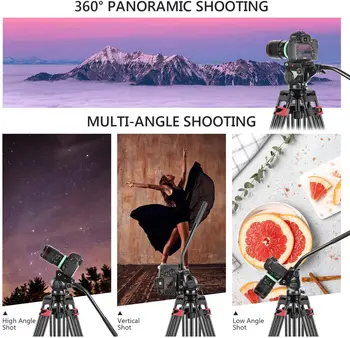 Neewer Professional Heavy Duty Video Camera Tripod Aluminum Alloy with 360 Degree Fluid Drag Head,1/4 and 3/8-inch Quick Shoe detail image