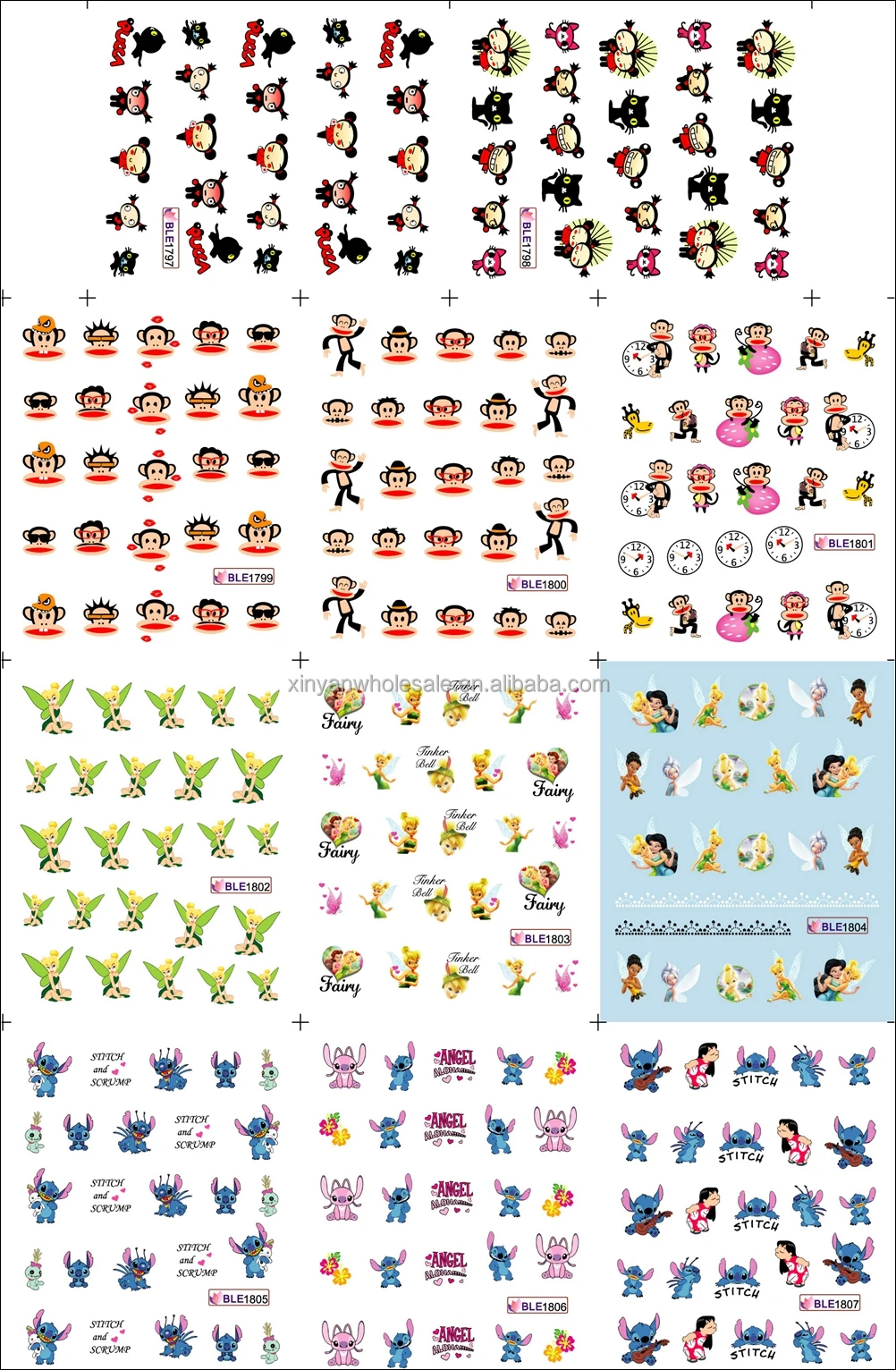Wholesale Ble Series 11 Designs Nail Art Water Transfer Decals Stickers  Wraps Ble Nail Sticker Full Cover Foil Stickers Water 2d - Buy 11 Designs  Water Transfer Nail Art Sticker Decals Cartoon,Wholesale