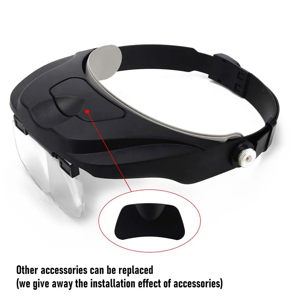 Optivisor Led Head Mount Magnifier 1.2x3.5x Optical Headset 4 Lens