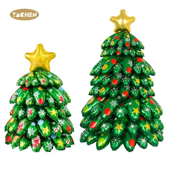 YACHEN New Arrival Indoor Outdoor Decor 4D Standing Large Foil Christmas Tree Balloon for Party Christmas eve Decorations