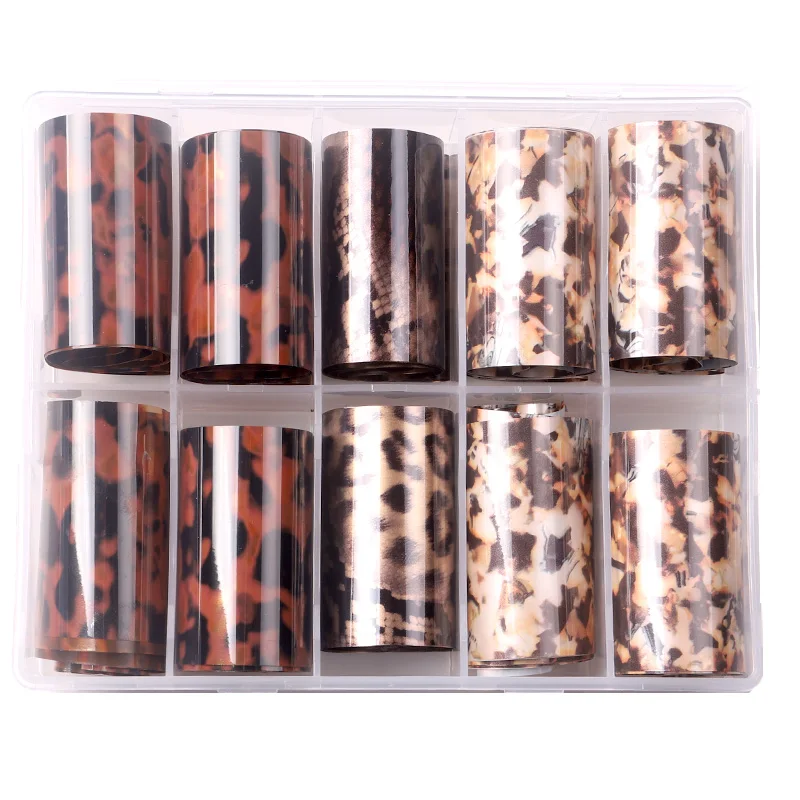 Leopard Print Nail Foil Transfer Nail Design