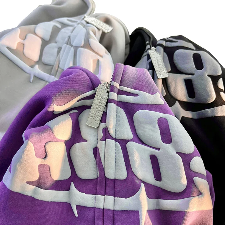 Wholesale High Quality 3D Puff Printing Embroidered 100%Cotton Winter Pullover Hoodie Heavy Weight Mens Regular Fit 500gsm supplier