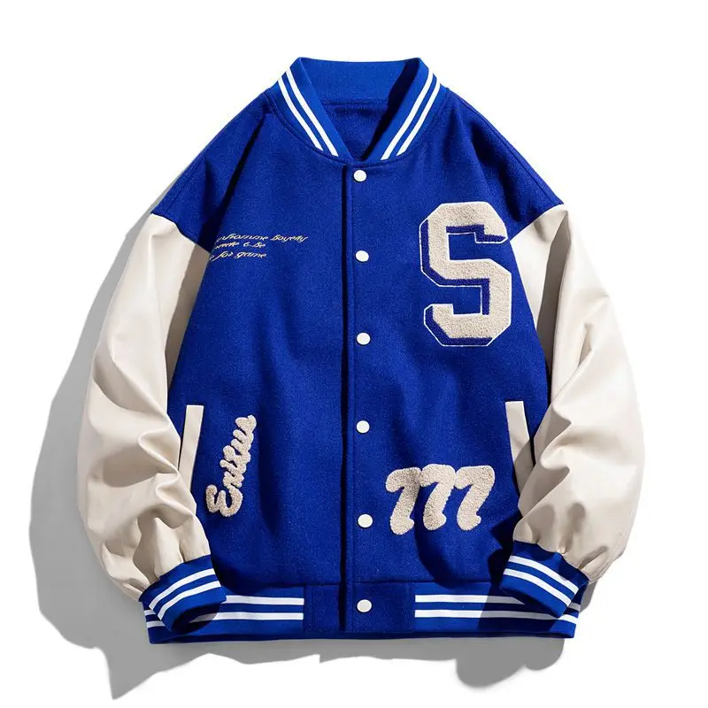 Fashion Flocking Baseball Jacket Autumn Full Customized Long Sleeve ...