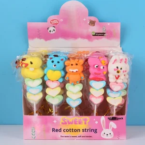 Cartoon Gummy Skewers 30 Pieces 15g Sour Mint Flavored Cotton Candy Lollipops Animal Leisure Snack Bar Children's Food Wholesale