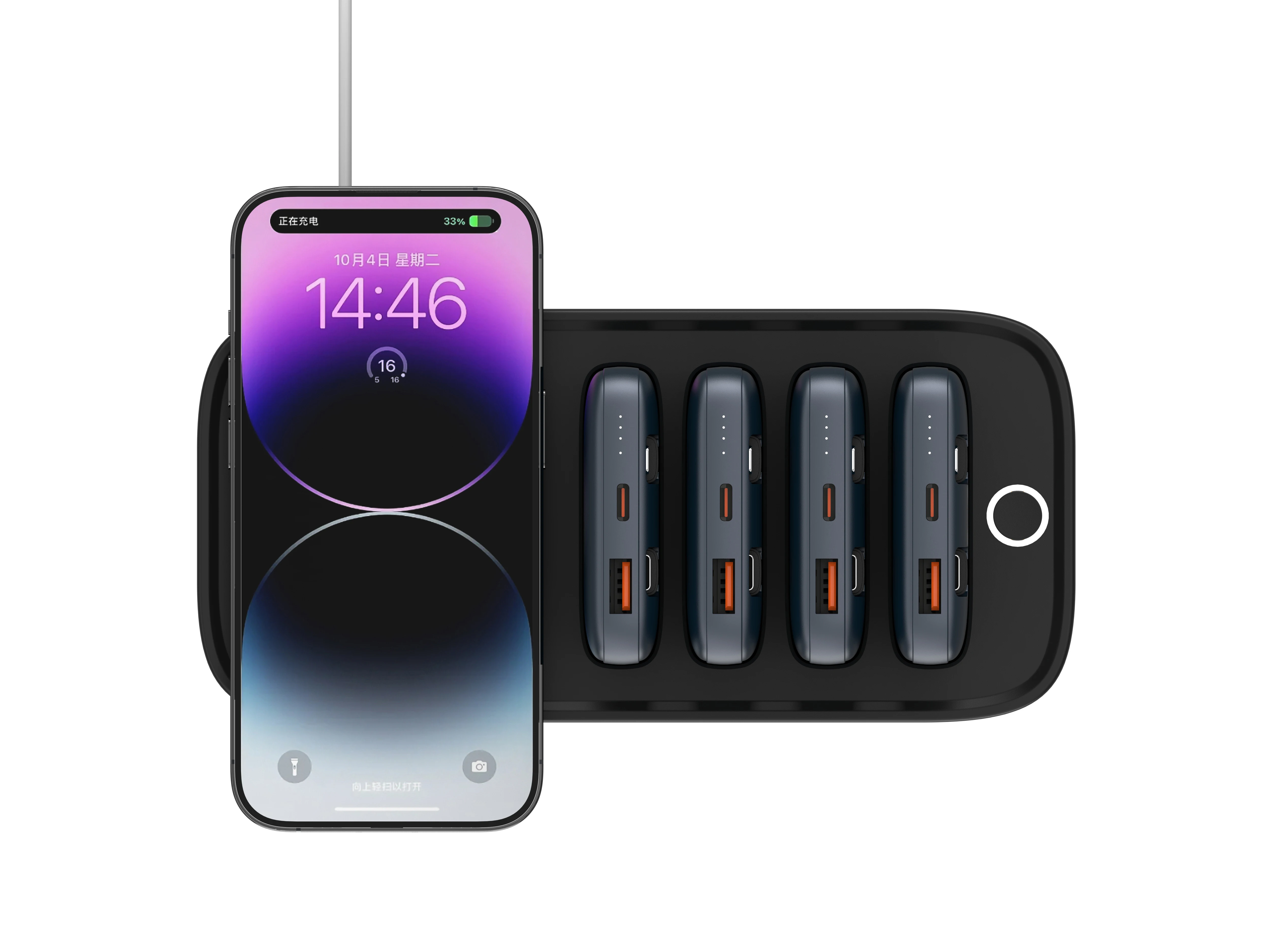 Wireless Charging Sharing Power Bank 10000mAh 40000mAh With Cables Fast Charge Power Station With USB Type-C Charging Station