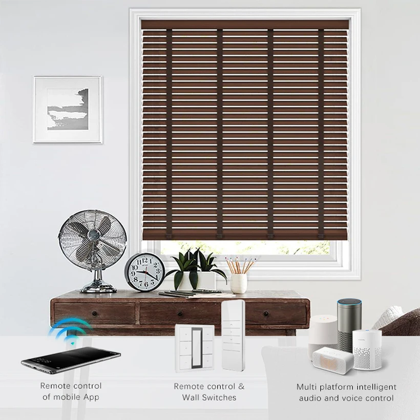Anpassbare Motorisierte 25/35/50/63MM WPS Lamellen Bambus Holz PVC  Kunstholz Venezianische Fensterjalousie| Alibaba.com