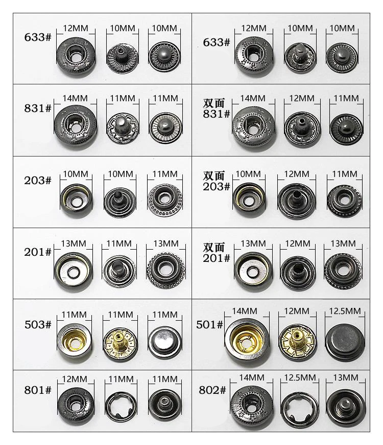Colorful 15mm Metal Nickel Free Snap Buttons - Custom Made